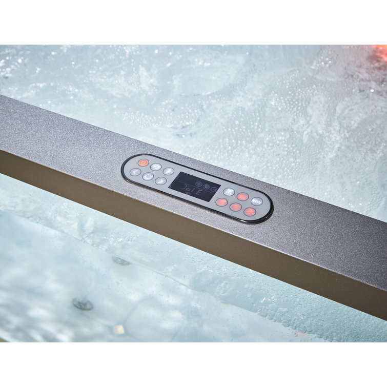 70.9'' White Acrylic Freestanding Whirlpool Bathtub with Glass Panel