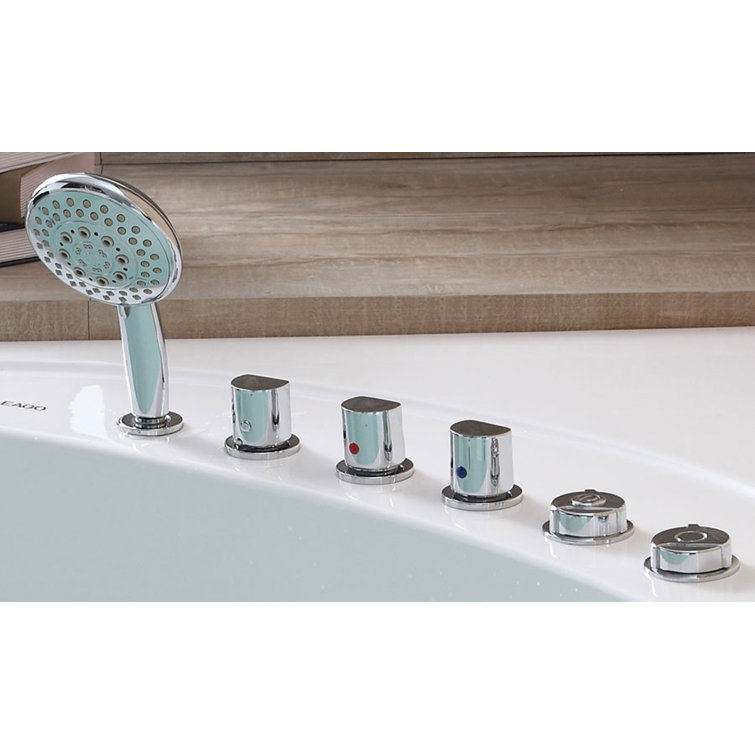 59.13'' White Acrylic Corner Whirlpool Bathtub