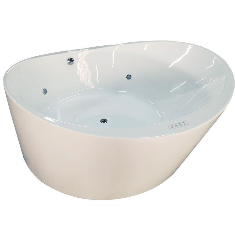 66'' Round White Acrylic Freestanding Air Bubble Bathtub