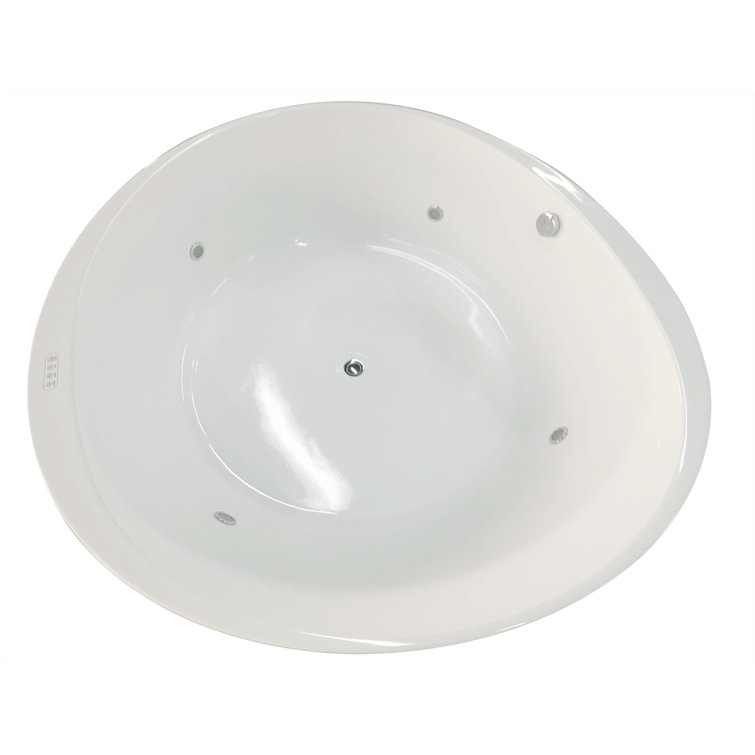 66'' Round White Acrylic Freestanding Air Bubble Bathtub