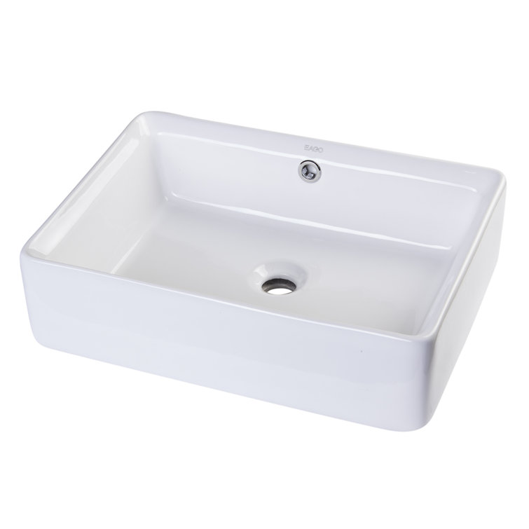EAGO 20'' White Ceramic Rectangular Vessel Sink with Overflow