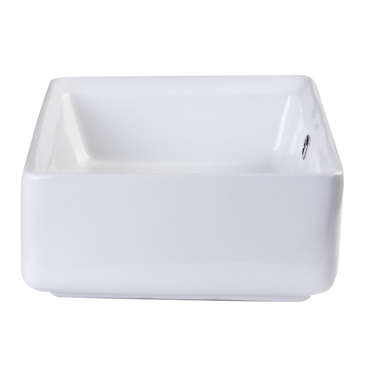 EAGO 20'' White Ceramic Rectangular Vessel Sink with Overflow