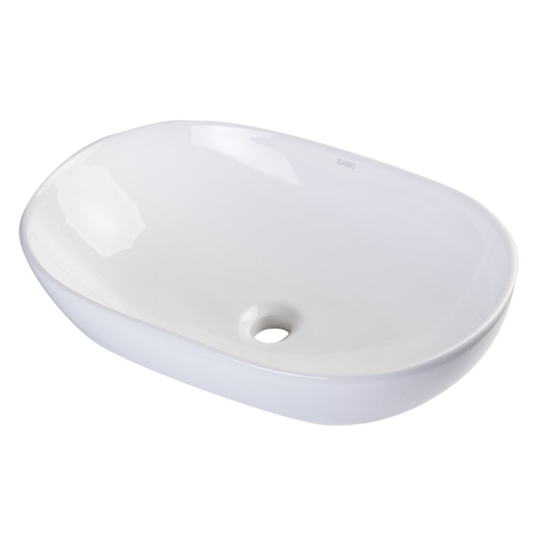 EAGO 23-Inch White Ceramic Oval Above-Counter Bathroom Sink