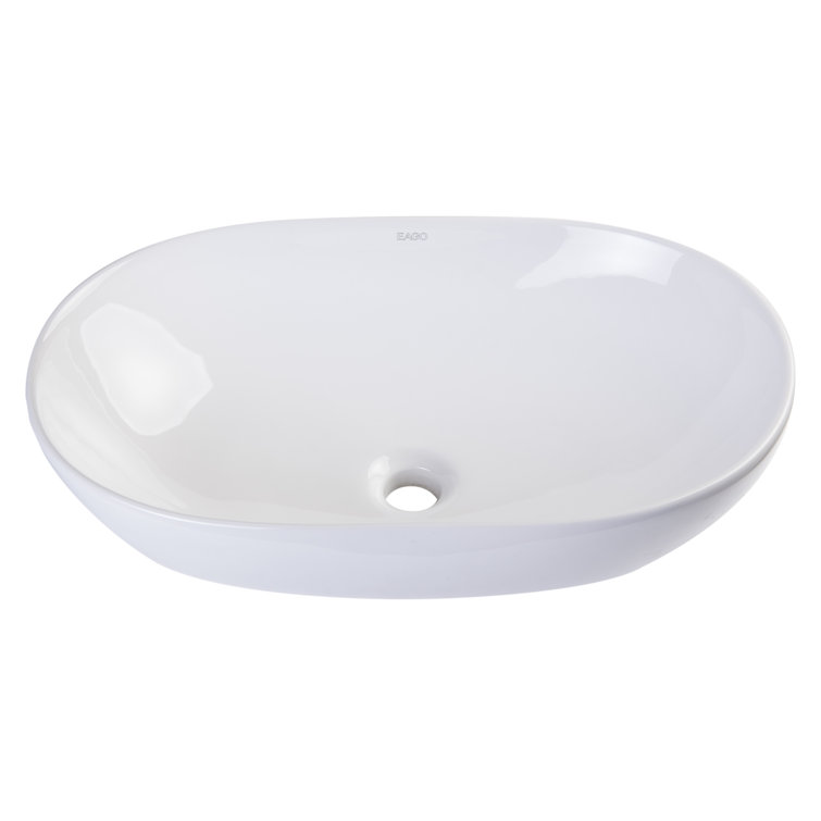 EAGO 23-Inch White Ceramic Oval Above-Counter Bathroom Sink