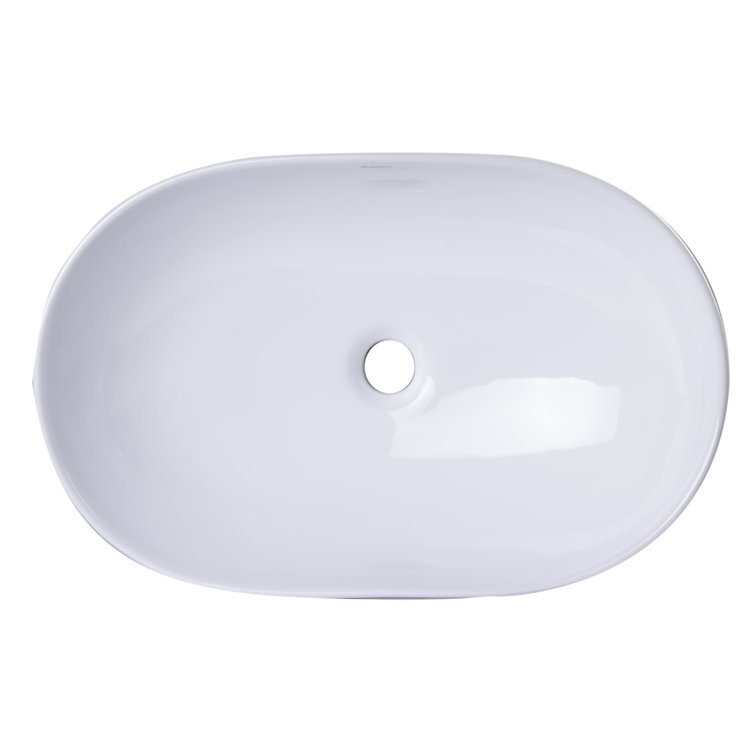 EAGO 23-Inch White Ceramic Oval Above-Counter Bathroom Sink