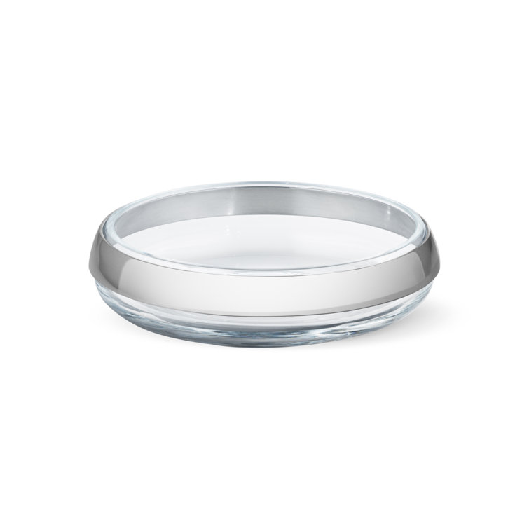 Small Clear Glass Bowl with Silver Collar