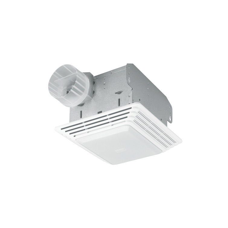 Broan Nutone White Steel Bathroom Ceiling Ventilation Fan with Light