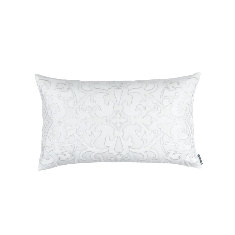 Olivia White Linen Rectangular Feather Throw Pillow