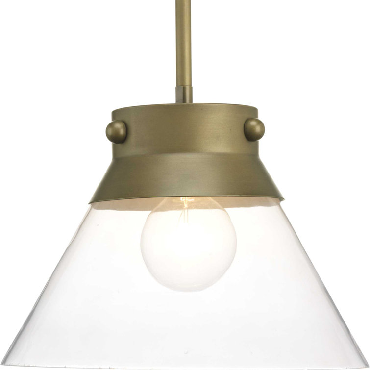 Tapia Trail Aged Brass 1-Light Pendant with Seeded Glass Shade