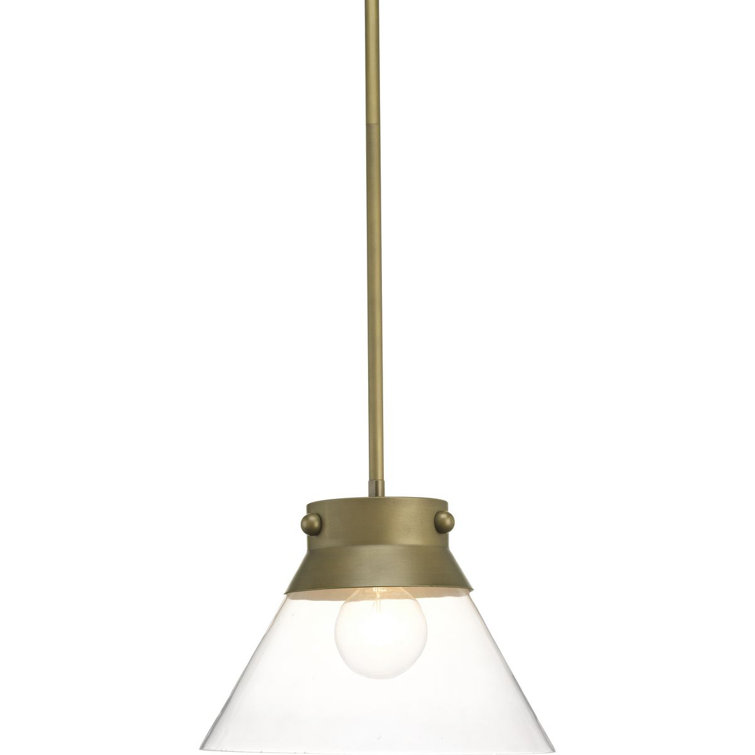 Tapia Trail Aged Brass 1-Light Pendant with Seeded Glass Shade