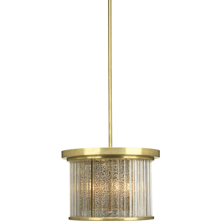 Sequit Point Brushed Brass 3-Light Convertible Semi-Flush Mount with Mercury Glass