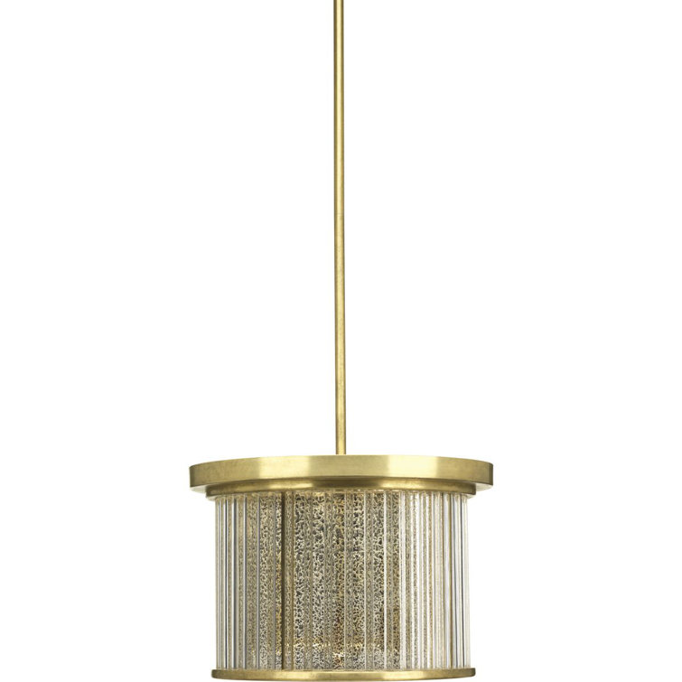 Sequit Point Brushed Brass 3-Light Convertible Semi-Flush Mount with Mercury Glass