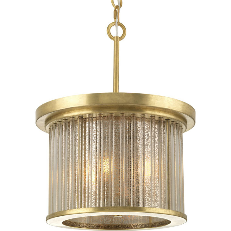 Sequit Point Brushed Brass 3-Light Convertible Semi-Flush Mount with Mercury Glass
