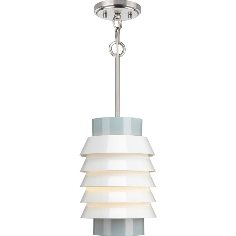Tobin Mid-Century Brushed Nickel 8" Mini-Pendant with White Glass