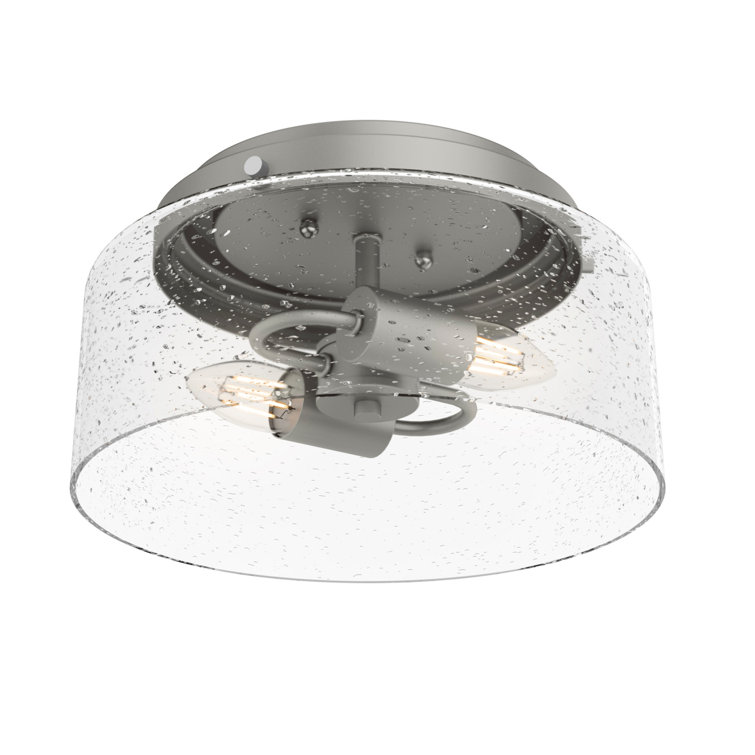 Hartland Classic Seeded Glass 11.5" LED Flush Mount in Matte Silver