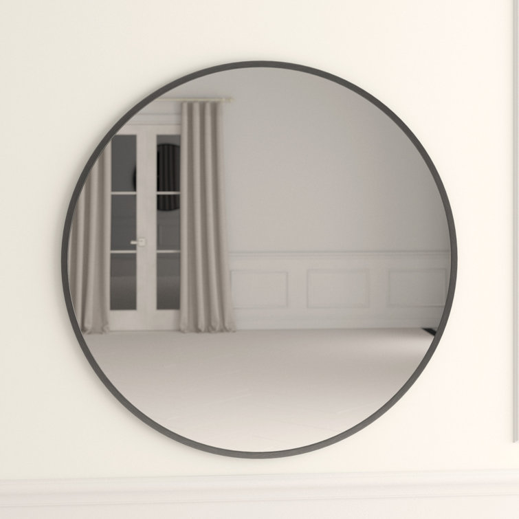 Silver Round Metal Frame Wall Mirror 32"