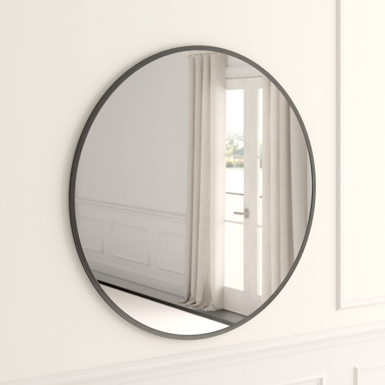 Silver Round Metal Frame Wall Mirror 32"