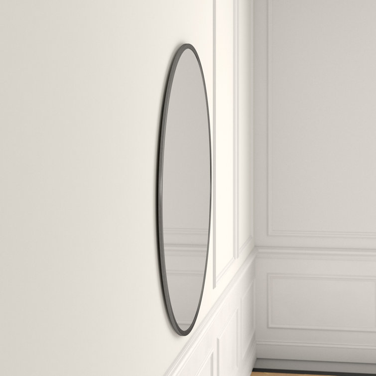 Silver Round Metal Frame Wall Mirror 32"