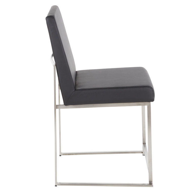 Fuji Contemporary High Back Faux Leather Dining Chair in Black