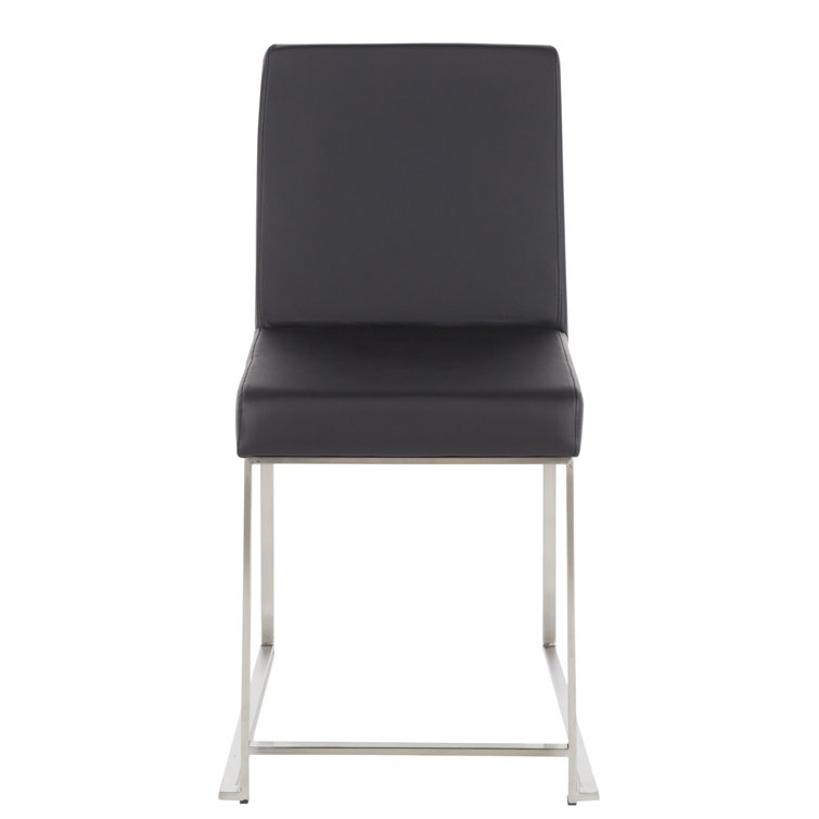 Fuji Contemporary High Back Faux Leather Dining Chair in Black