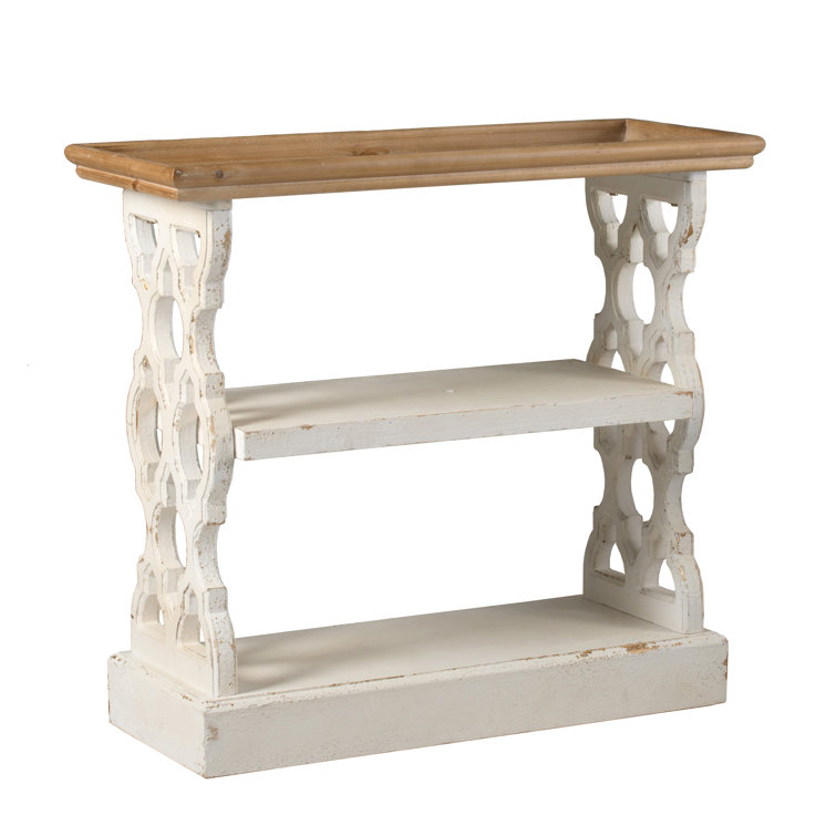 Cottage Charm Dual-Tone Fir Wood Console with Carved Panels