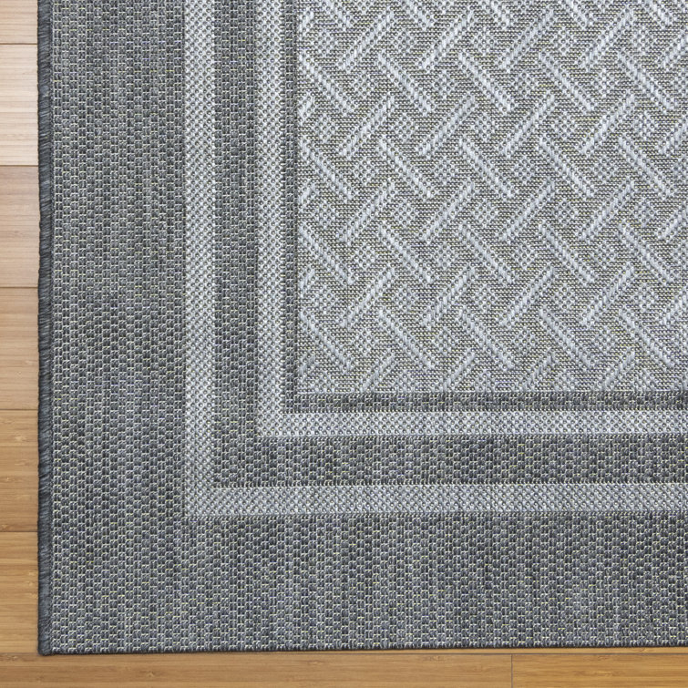 Ash and Steel Flat Woven Reversible 8' x 10' Outdoor Rug