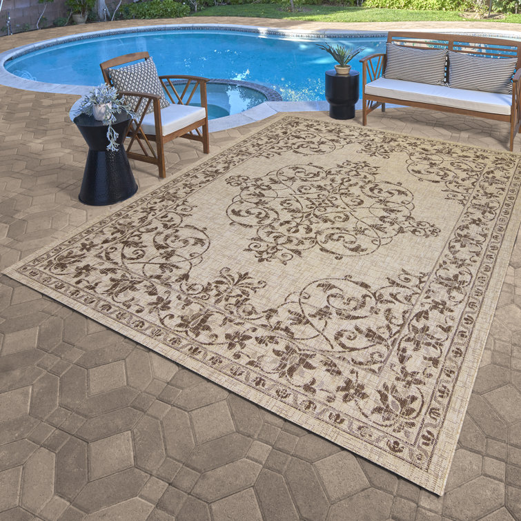 Sand & Havana 5' x 7' Reversible Synthetic Flat Woven Rug
