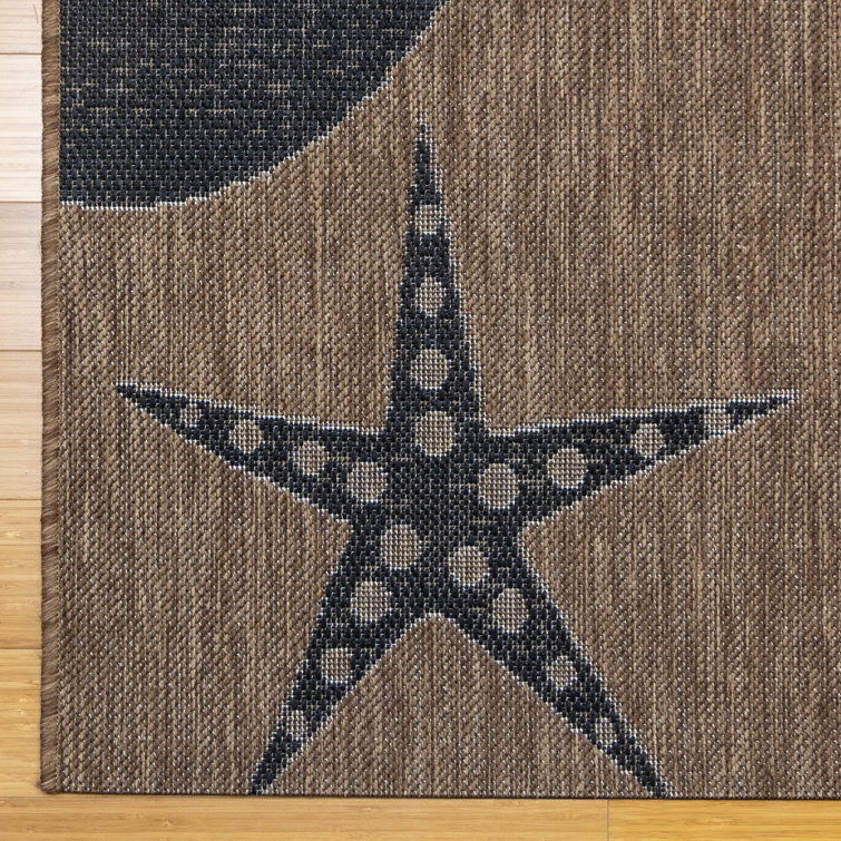 Paseo Havana Black and Beige Synthetic 8' x 10' Outdoor Rug