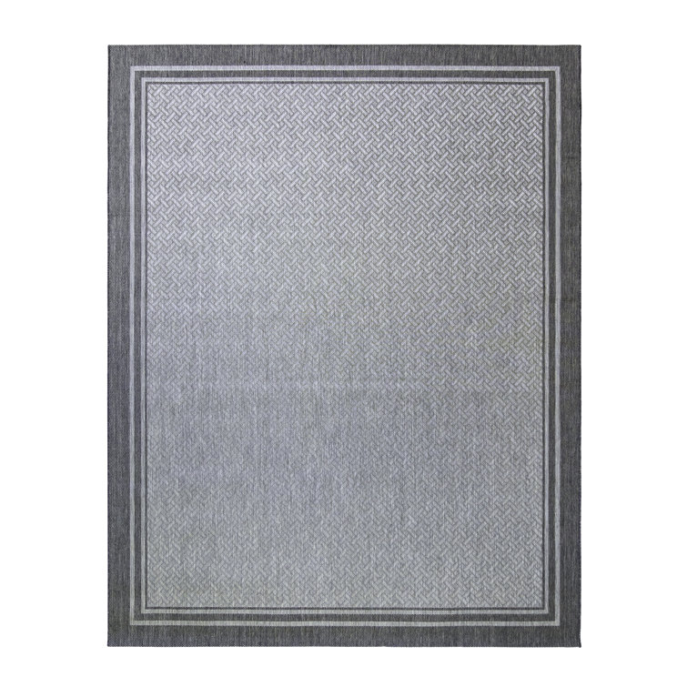 Ash Steel 6'6"x9'6" Synthetic Rectangular Easy-Care Outdoor Rug