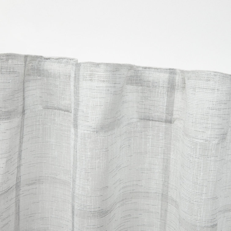 Gray Sheer Pleated Back Tab Rod Pocket Curtain Panel