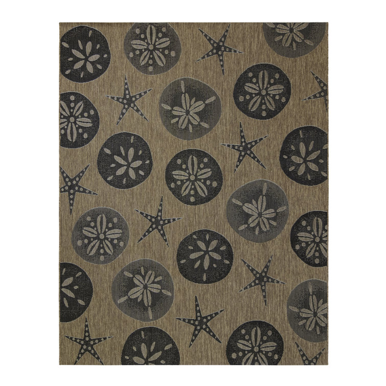 Paseo Havana Black and Beige Synthetic 8' x 10' Outdoor Rug