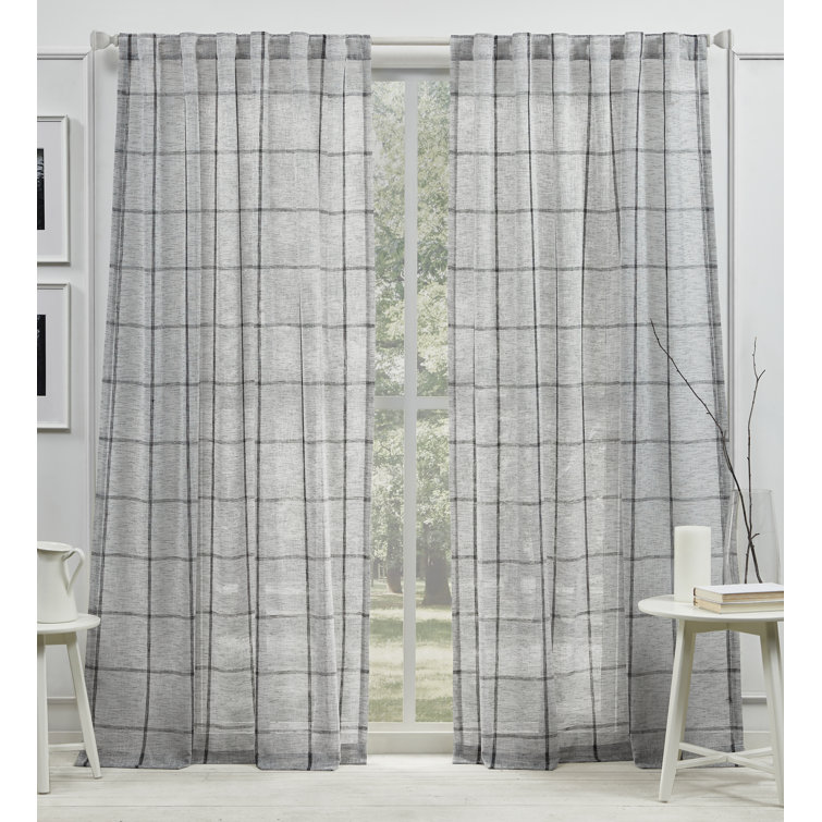 Black Sheer Polyester 96" Window Curtain Panel
