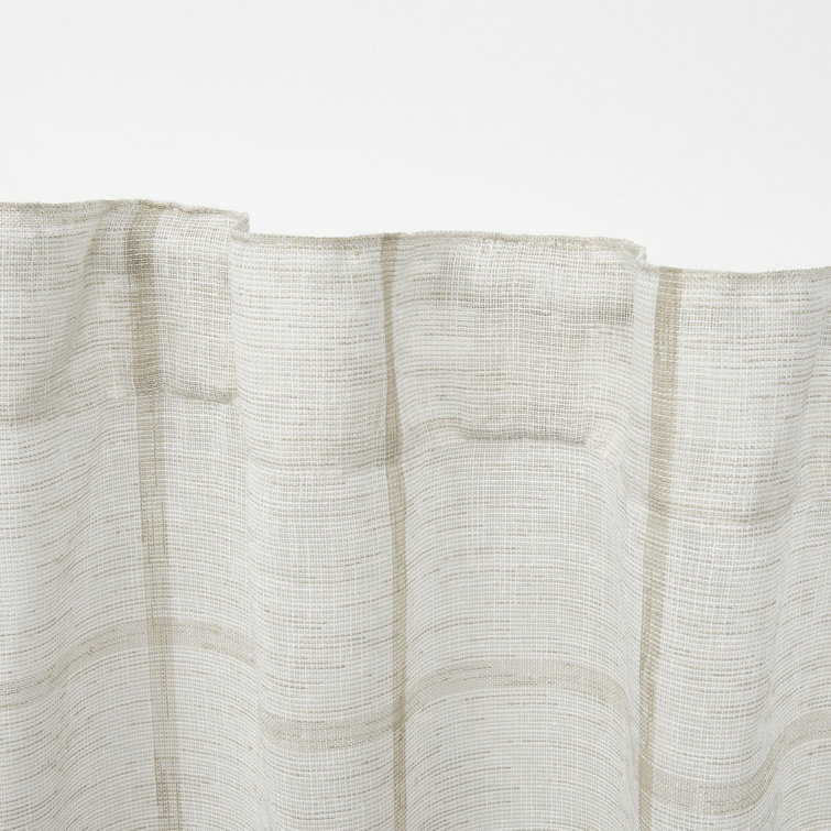 Beige Sheer Polyester Rod Pocket Back Tab Curtain Panel 54" x 108"