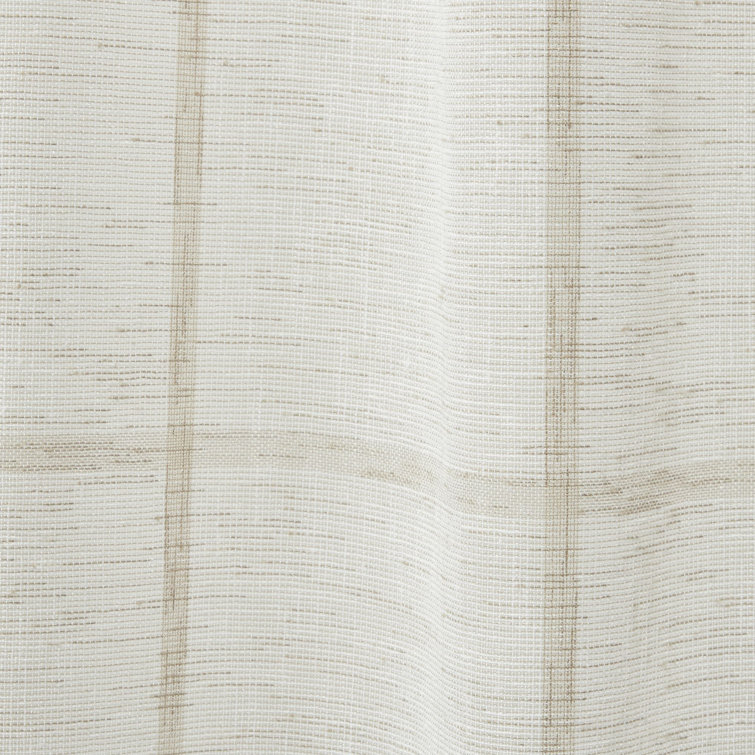 Beige Sheer Polyester Rod Pocket Back Tab Curtain Panel 54" x 108"
