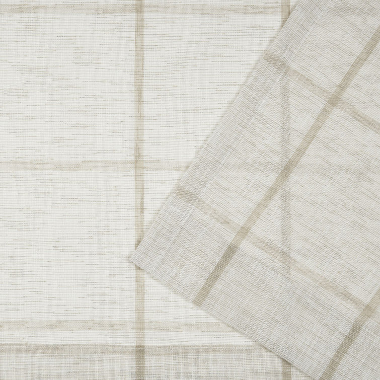 Beige Sheer Polyester Rod Pocket Back Tab Curtain Panel 54" x 108"