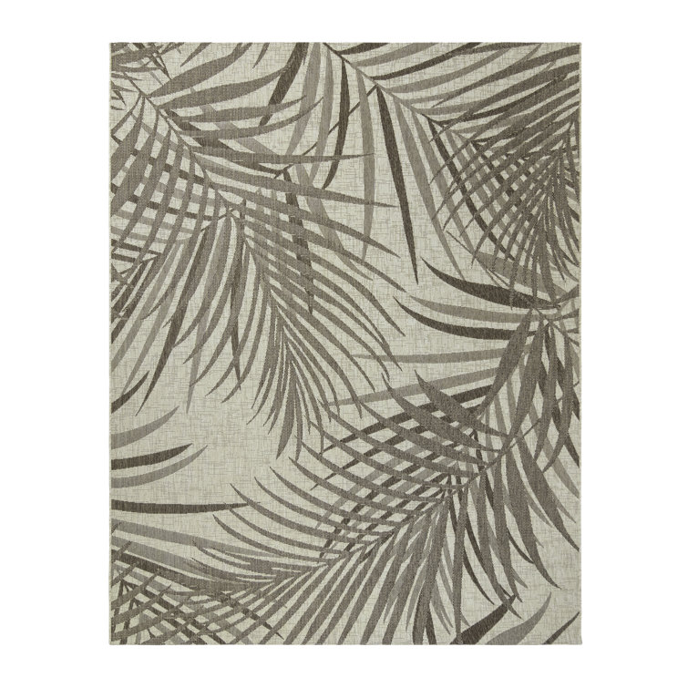Sand and Havana Brown Synthetic Reversible Outdoor Rug, 5' x 7'
