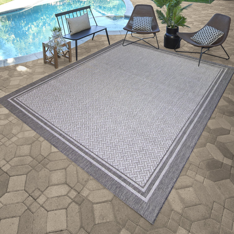 Ash and Steel Flat Woven Reversible 8' x 10' Outdoor Rug