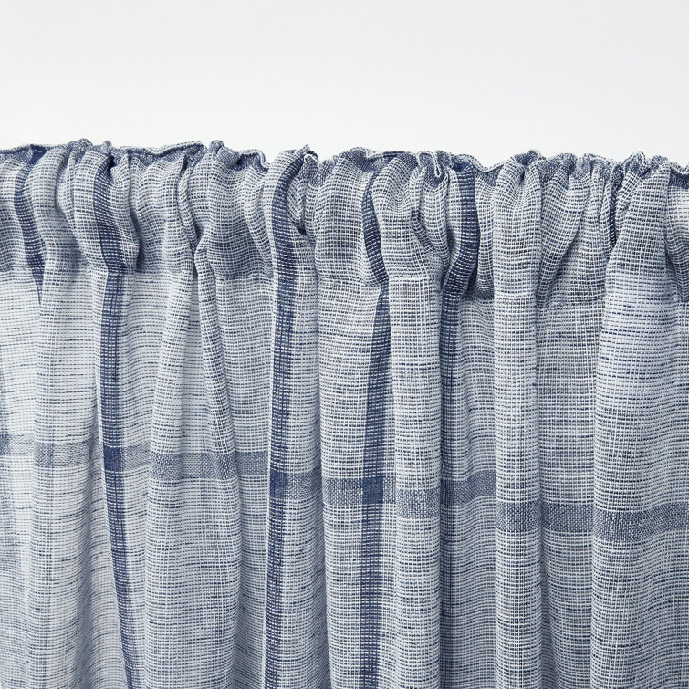 Indigo Sheer Polyester Voile Curtain Panel with Hidden Tabs