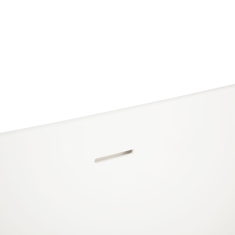 64" White Solid Surface Freestanding Oval Bathtub