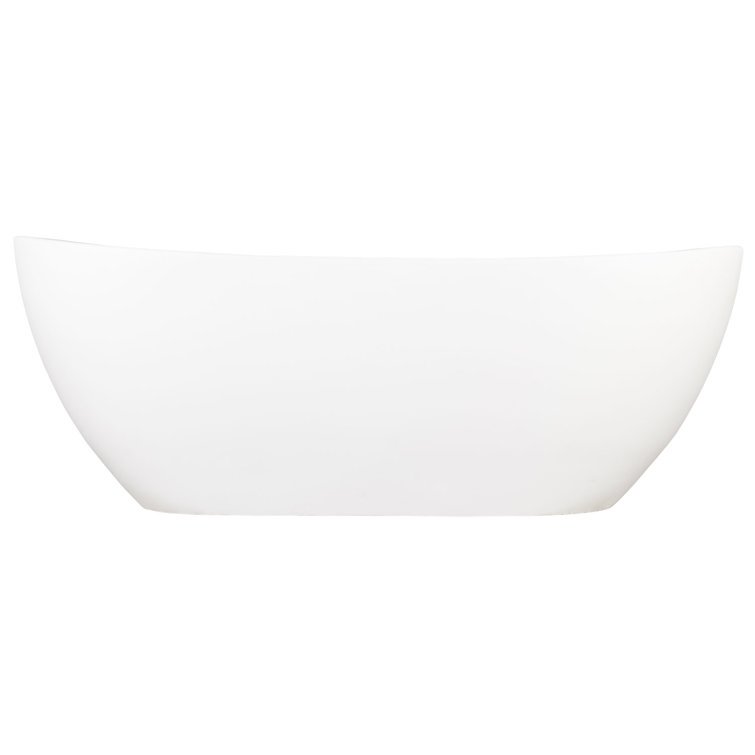 64" White Solid Surface Freestanding Oval Bathtub