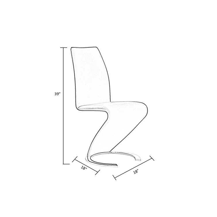 Gray Faux Leather Zig-Zag Side Chair with Chrome Base