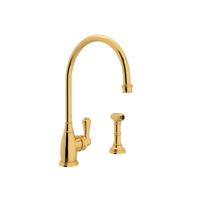 Polished Nickel Traditional Kitchen Faucet with Side Spray