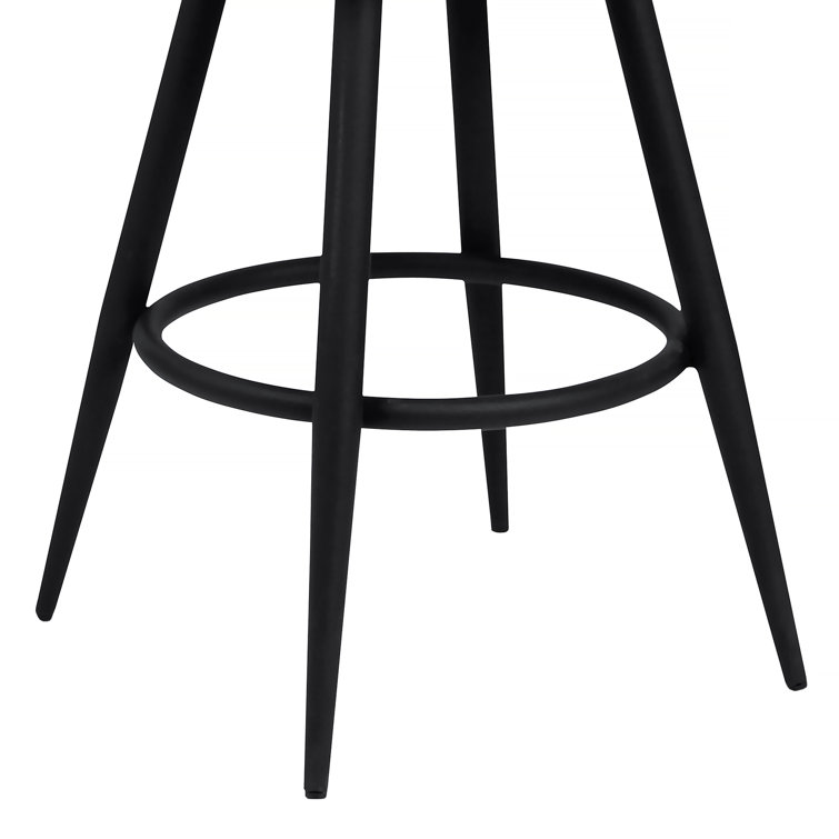 Vintage Black Faux Leather Swivel Bar Stool with Metal Frame