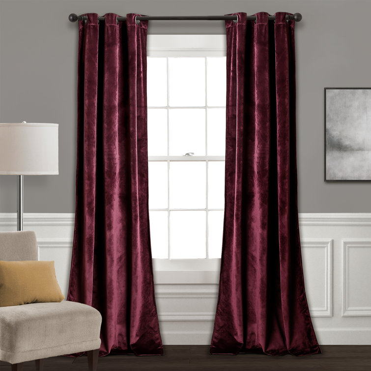 Plum Velvet Blackout Grommet Window Curtains, 95" Length