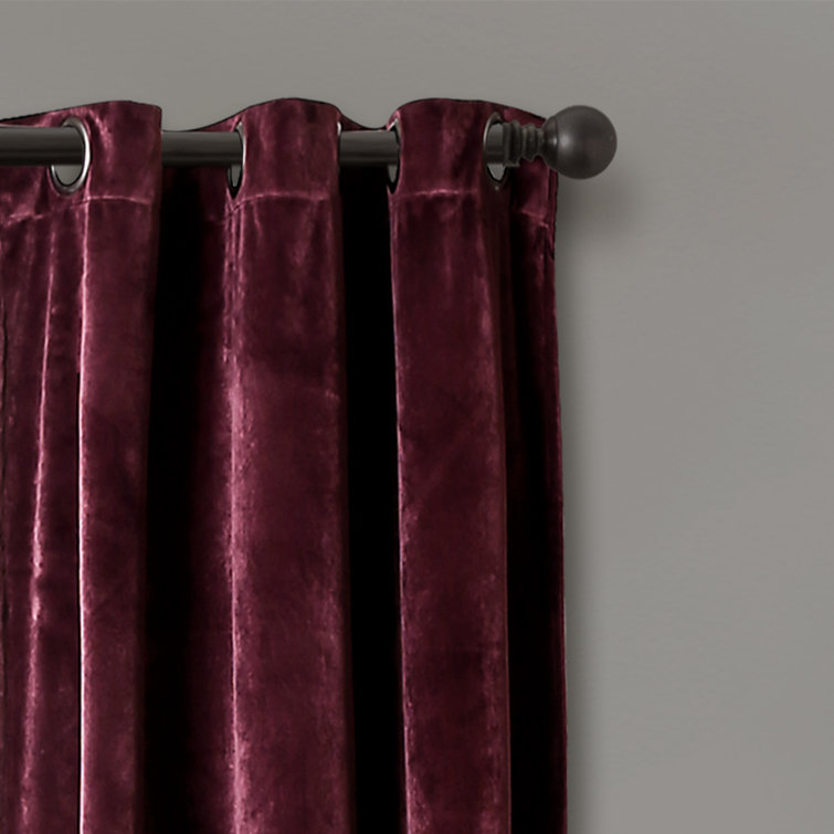 Plum Velvet Blackout Grommet Window Curtains, 95" Length