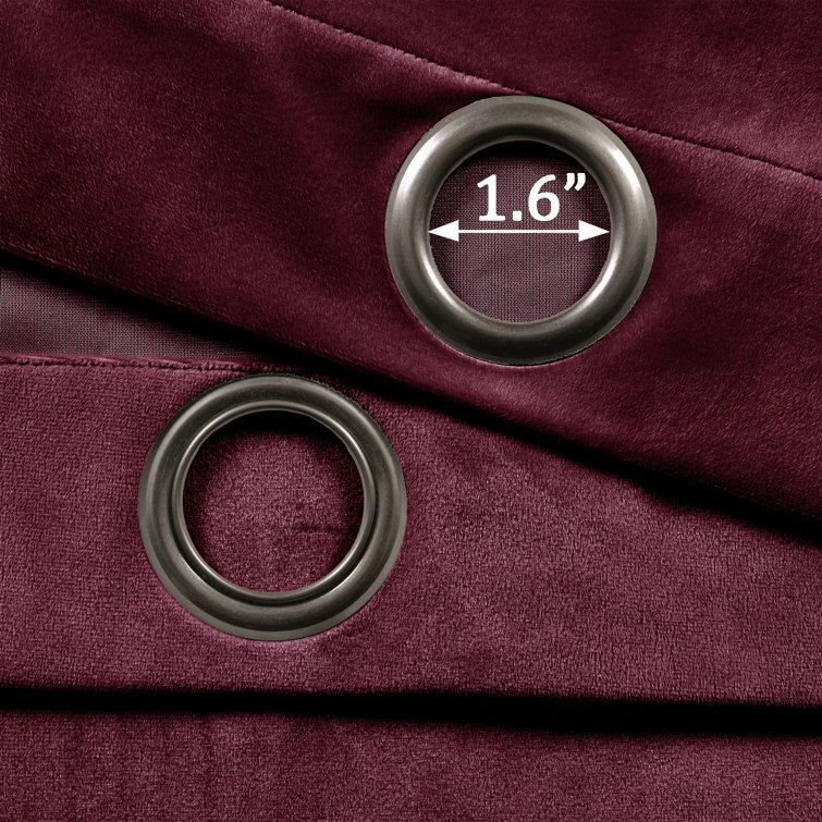 Plum Velvet Blackout Grommet Window Curtains, 95" Length