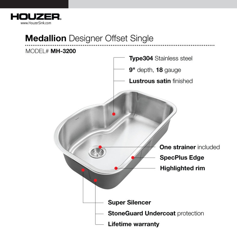Medallion Stainless Steel Undermount Single Bowl Kitchen Sink