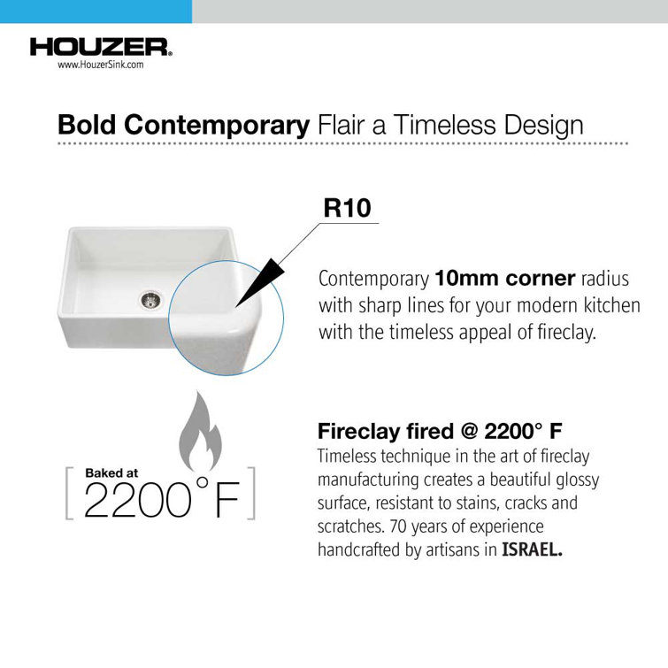 Platus 33'' Biscuit Fireclay Double Bowl Kitchen Sink