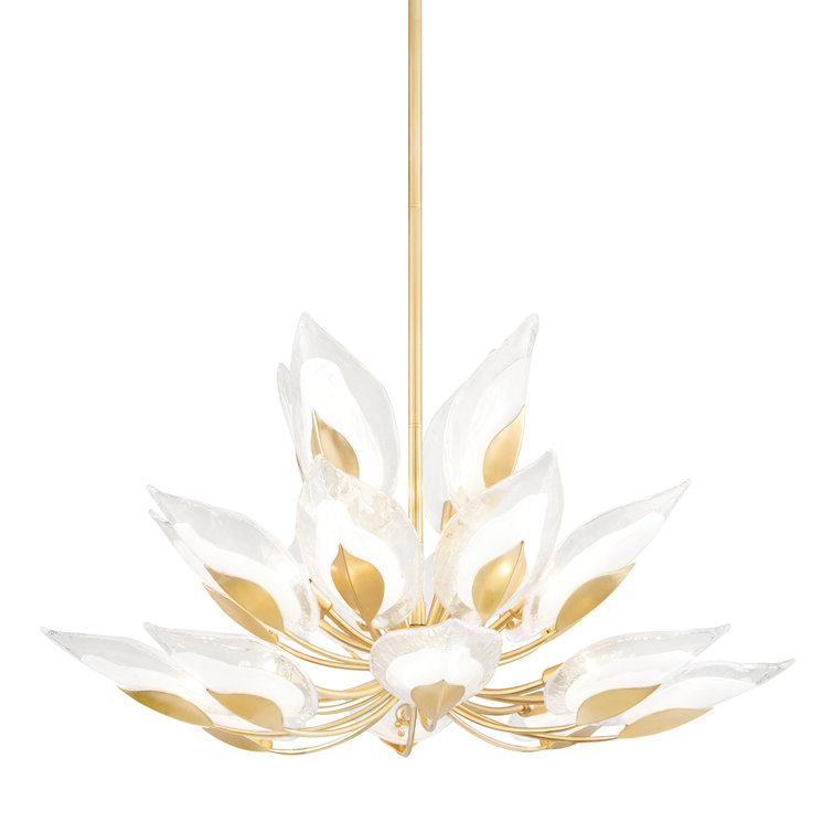 Gold Leaf Teardrop Glass 10-Light Chandelier