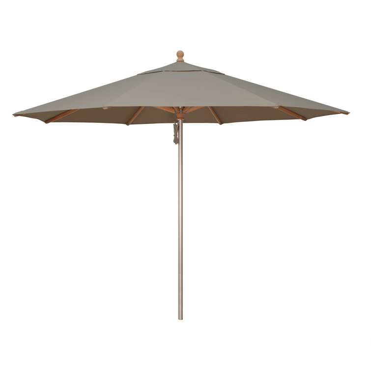 Cast Silver 132'' Aluminum and Wood Outdoor Umbrella